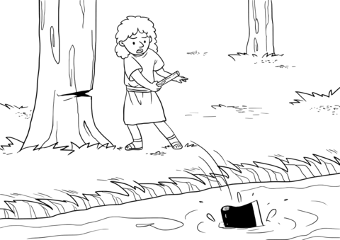 As One Of The Prophets Was Cutting Down A Tree The Iron Axhead Fell Into The Water Of The Jordan Coloring Page